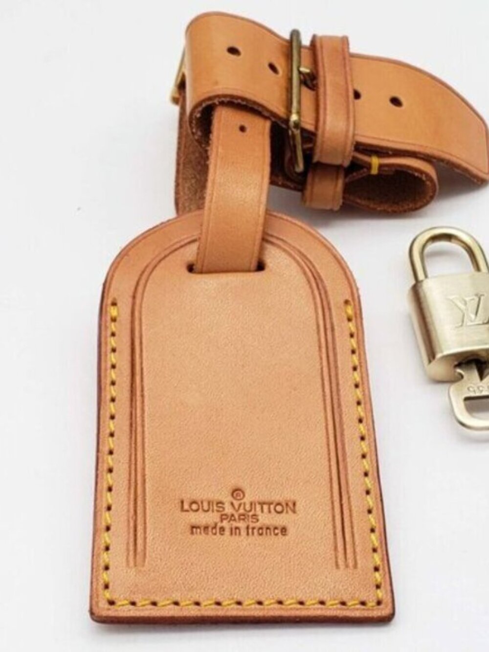 🔐 100% Authentic Louis Vuitton Name Tag / Luggage Tag with Gold Padlock - Picture 3 of 12